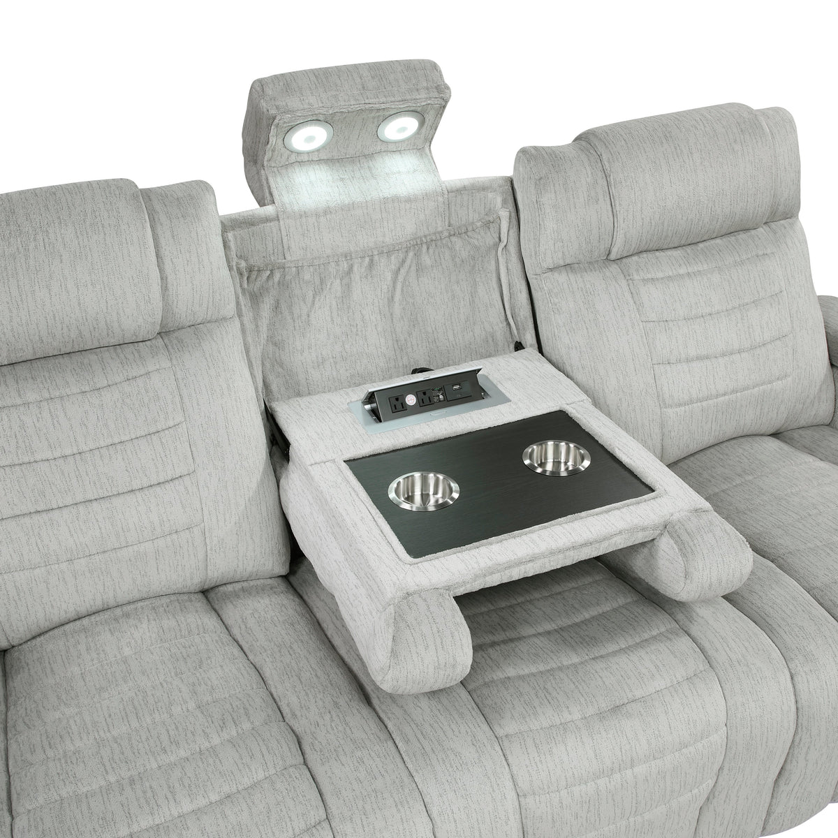 Ronan Light Gray 2-Piece Double Reclining Set by Homelegance at Eve Furniture