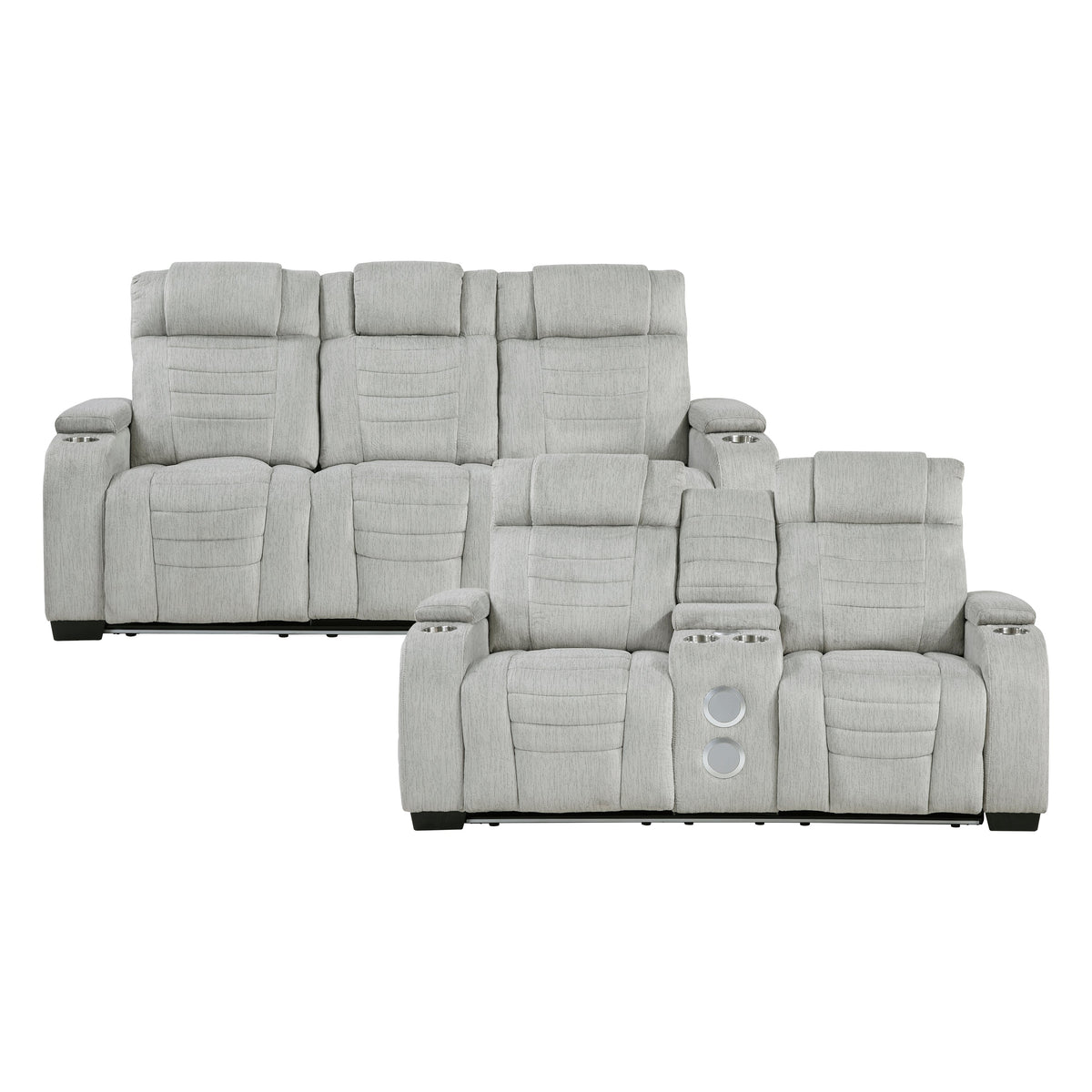 Ronan Light Gray 2-Piece Double Reclining Set by Homelegance at Eve Furniture
