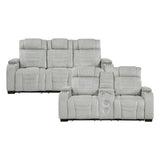 Ronan Light Gray 2-Piece Double Reclining Set by Homelegance at Eve Furniture