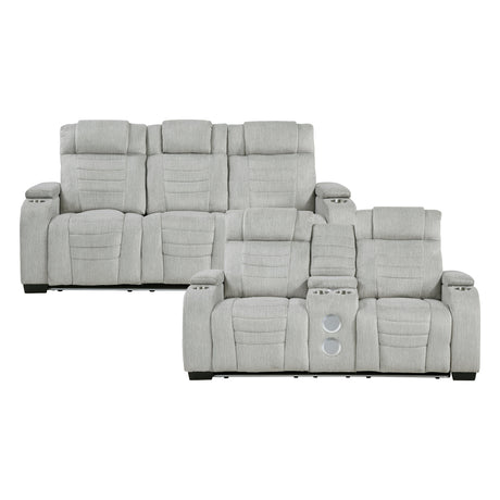 Ronan Light Gray 2-Piece Double Reclining Set by Homelegance at Eve Furniture
