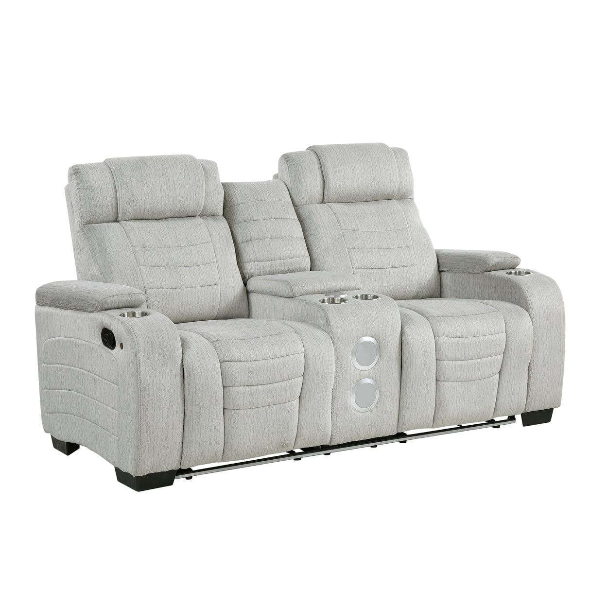 Ronan Light Gray Double Reclining Loveseat with Center Console by Homelegance at Eve Furniture
