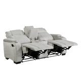 Ronan Light Gray Double Reclining Loveseat with Center Console by Homelegance at Eve Furniture