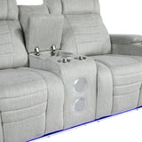 Ronan Light Gray Double Reclining Loveseat with Center Console by Homelegance at Eve Furniture