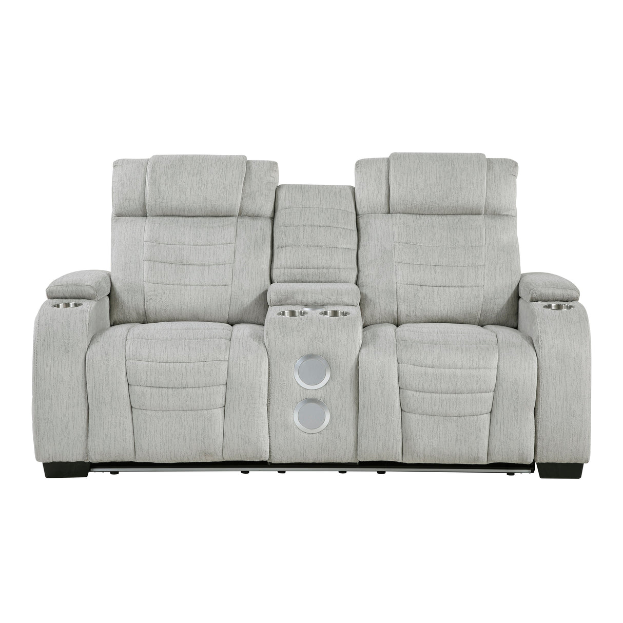 Ronan Light Gray Double Reclining Loveseat with Center Console by Homelegance at Eve Furniture