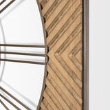 Rondell Light Brown Wood W/ Gold Metal Wall Clock by Mercana at Eve Furniture