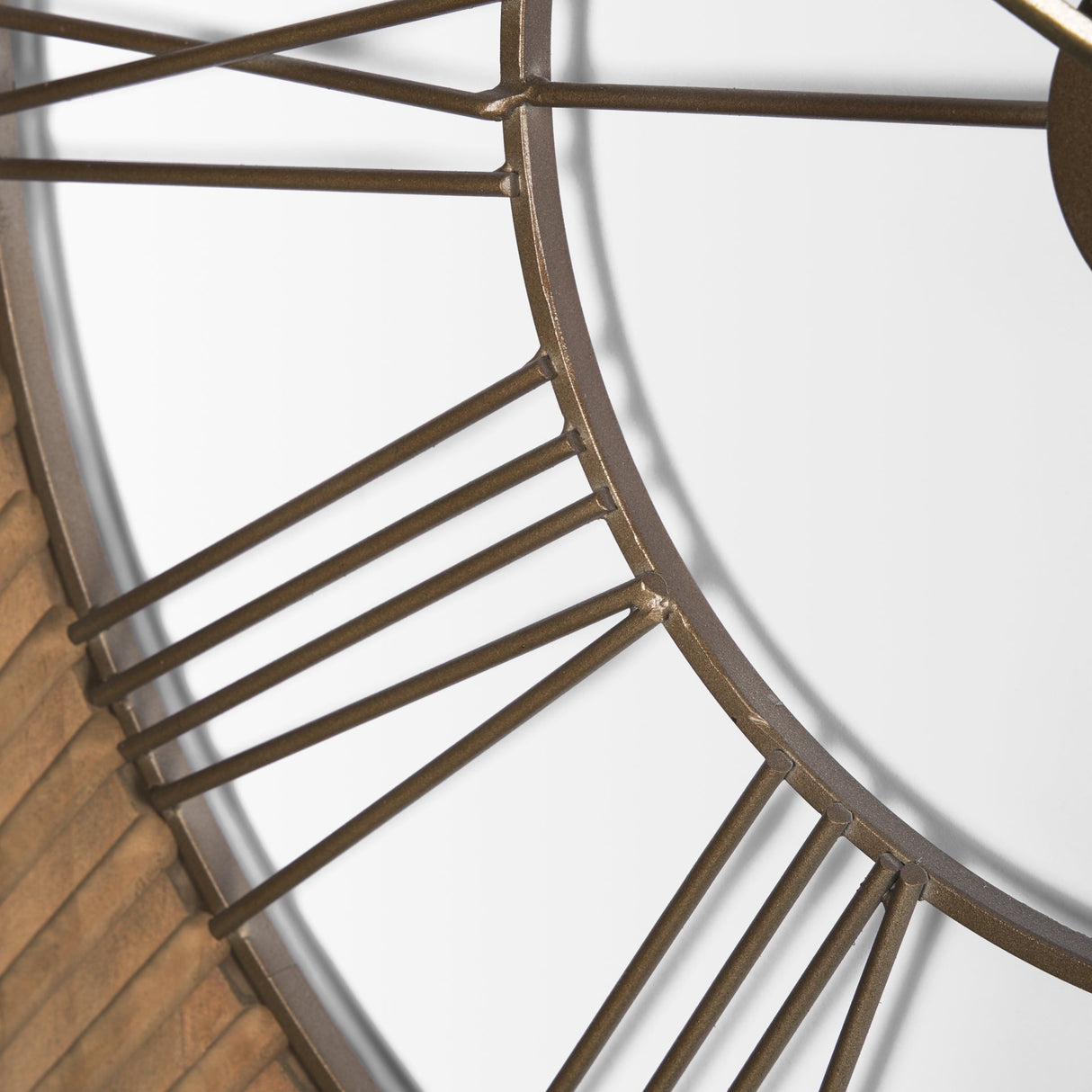 Rondell Light Brown Wood W/ Gold Metal Wall Clock by Mercana at Eve Furniture