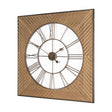 Rondell Light Brown Wood W/ Gold Metal Wall Clock by Mercana at Eve Furniture