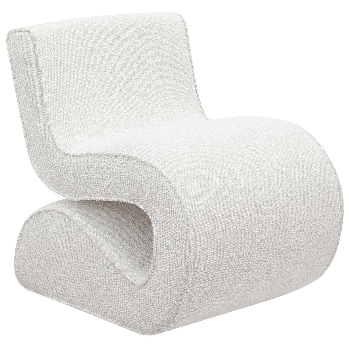 Ronea Cream Boucle Upholstered Armless Curved Accent Chair by Coaster at Eve Furniture