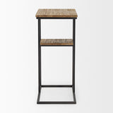 Ronin 25"H Rectangle 2-Tier Wood w/ Black Metal Accent Table by Mercana at Eve Furniture