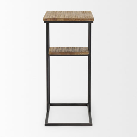 Ronin Rectangle 2-Tier Wood w/ Black Metal Accent Table by Mercana at Eve Furniture