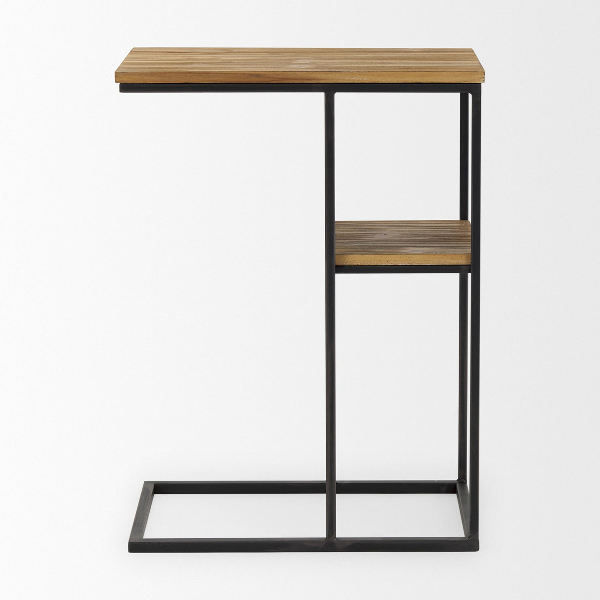 Ronin Rectangle 2-Tier Wood w/ Black Metal Accent Table by Mercana at Eve Furniture