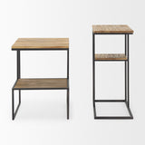 Ronin Rectangle 2-Tier Wood w/ Black Metal Accent Table by Mercana at Eve Furniture