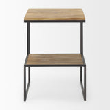 Ronin Square 2-Tier Wood w/ Black Metal Accent Table by Mercana at Eve Furniture