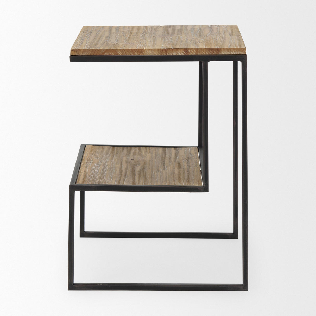 Ronin Square 2-Tier Wood w/ Black Metal Accent Table by Mercana at Eve Furniture