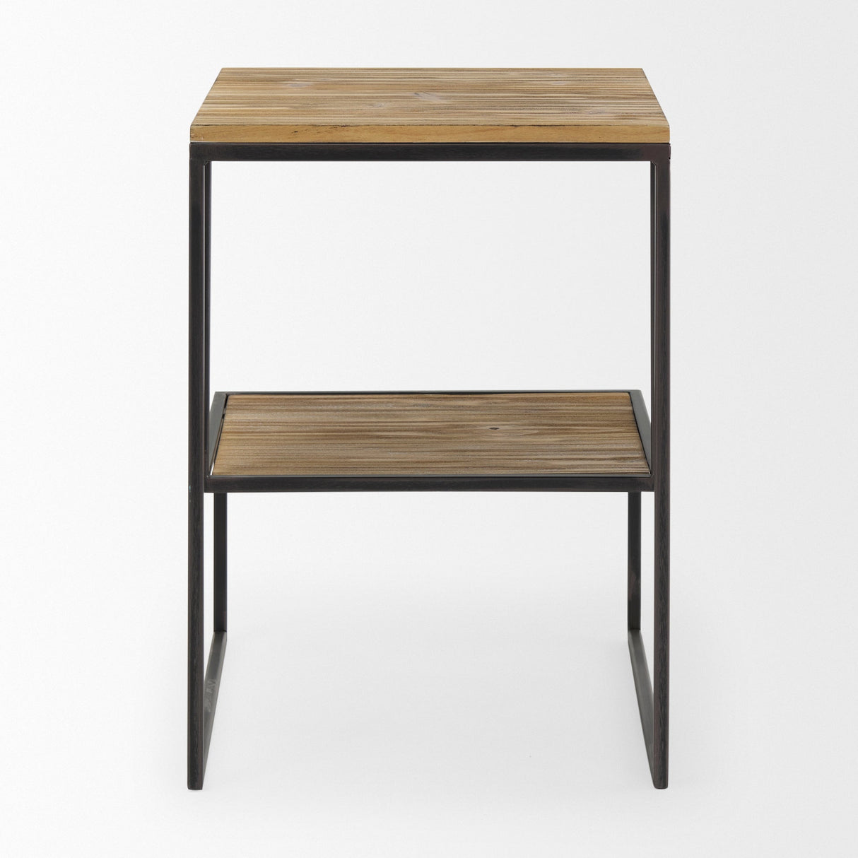 Ronin Square 2-Tier Wood w/ Black Metal Accent Table by Mercana at Eve Furniture