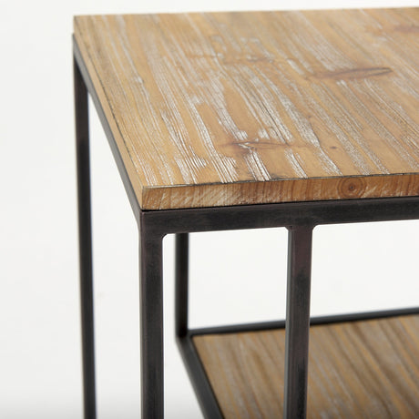 Ronin Square 2-Tier Wood w/ Black Metal Accent Table by Mercana at Eve Furniture