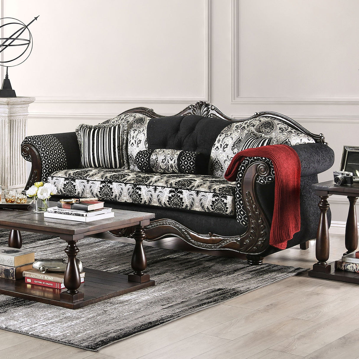 Ronja Black Sofa & Loveseat by Furniture of America at Eve Furniture