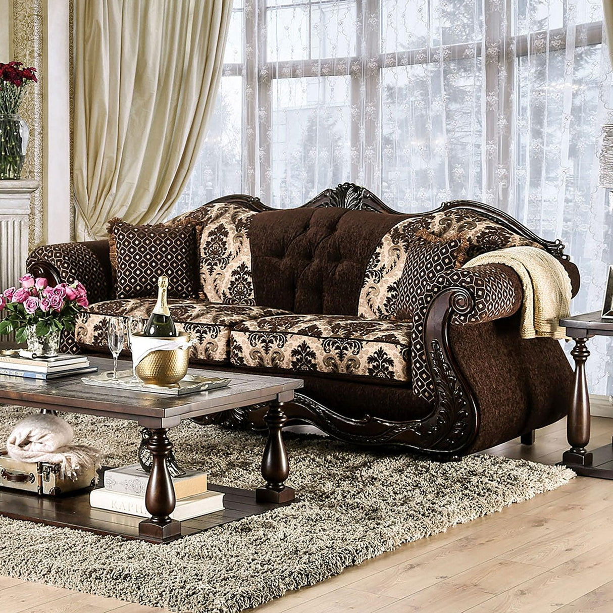Ronja Dark Brown Sofa by Furniture of America at Eve Furniture