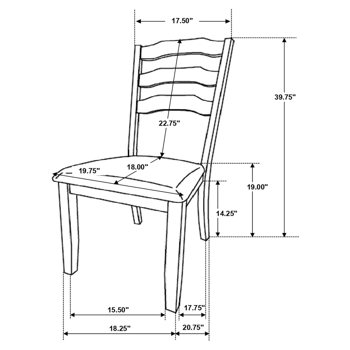 Ronnie Ladder Back Padded Seat Dining Side Chair Khaki and Rustic Cream (Set of 2)