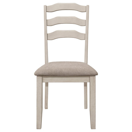 Ronnie Ladder Back Padded Seat Dining Side Chair Khaki and Rustic Cream (Set of 2) by Coaster at Eve Furniture
