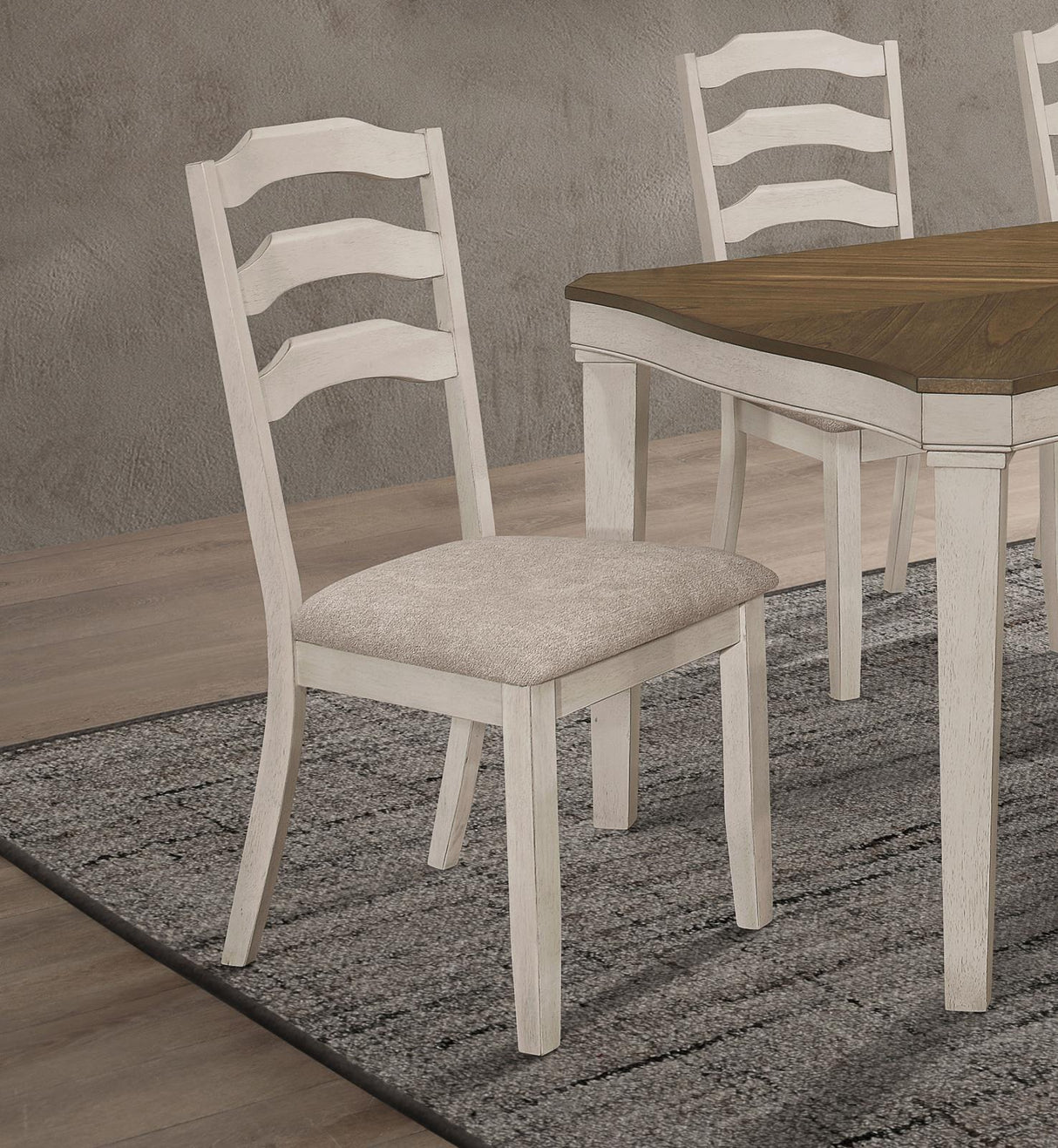 Ronnie Ladder Back Padded Seat Dining Side Chair Khaki and Rustic Cream (Set of 2) by Coaster at Eve Furniture