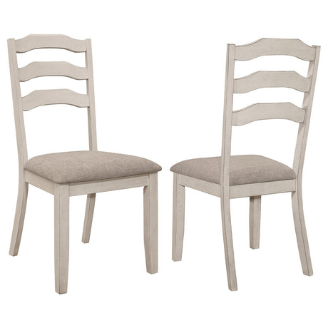 Ronnie Ladder Back Padded Seat Dining Side Chair Khaki and Rustic Cream (Set of 2) by Coaster at Eve Furniture