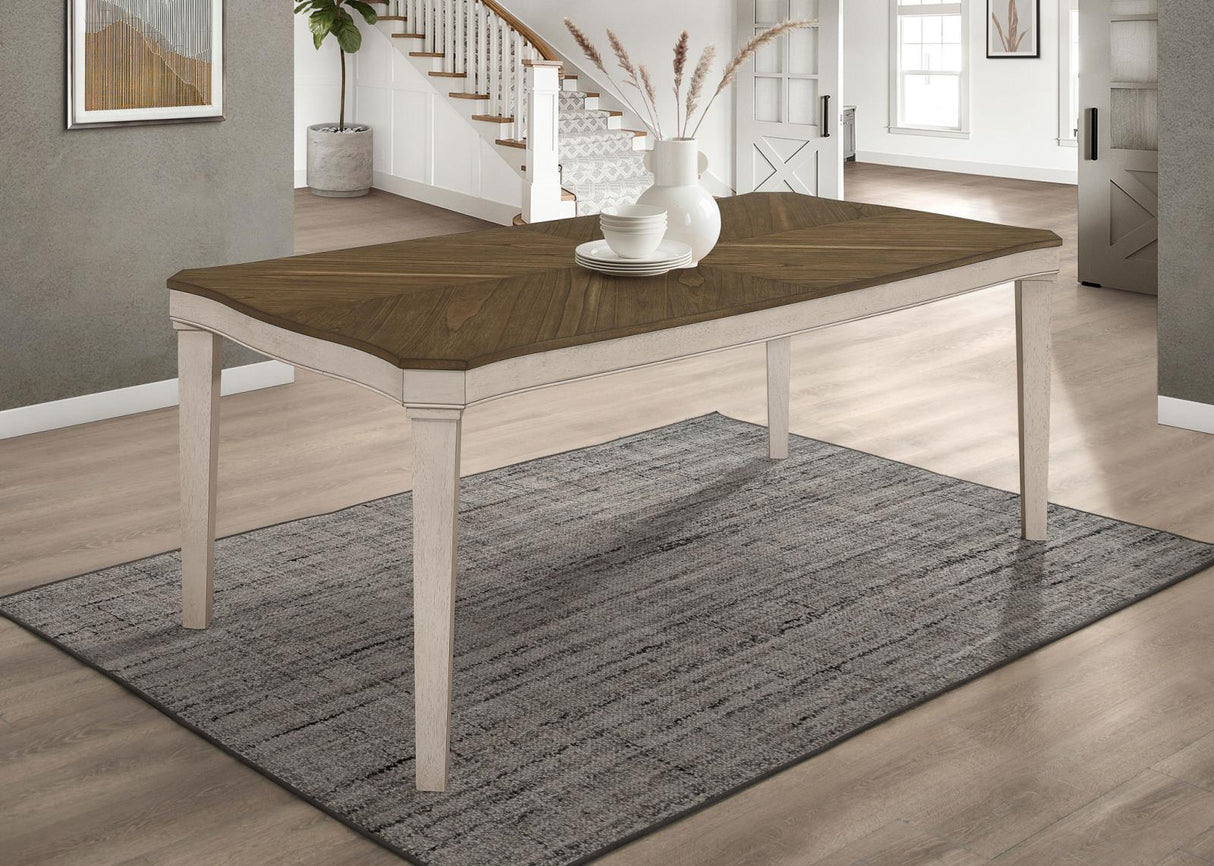 Ronnie Nutmeg and Rustic Cream Starburst Dining Table by Coaster at Eve Furniture