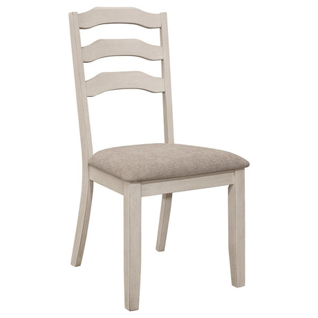 Ronnie Ladder Back Padded Seat Dining Side Chair Khaki and Rustic Cream (Set of 2) by Coaster at Eve Furniture