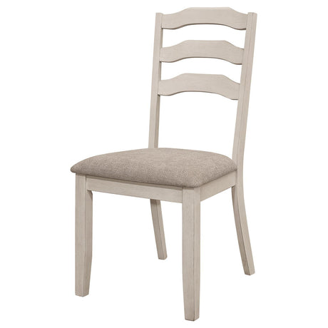 Ronnie Ladder Back Padded Seat Dining Side Chair Khaki and Rustic Cream (Set of 2) by Coaster at Eve Furniture
