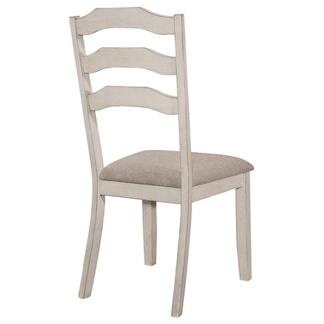 Ronnie Ladder Back Padded Seat Dining Side Chair Khaki and Rustic Cream (Set of 2) by Coaster at Eve Furniture