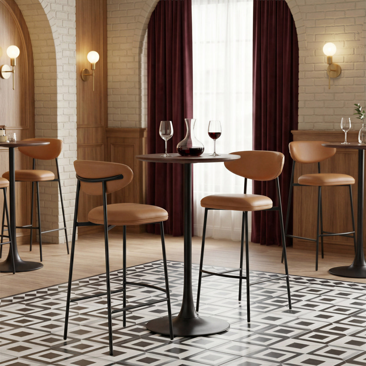 Rorun Brown Barstool (Set of 2) by Zuomod at Eve Furniture