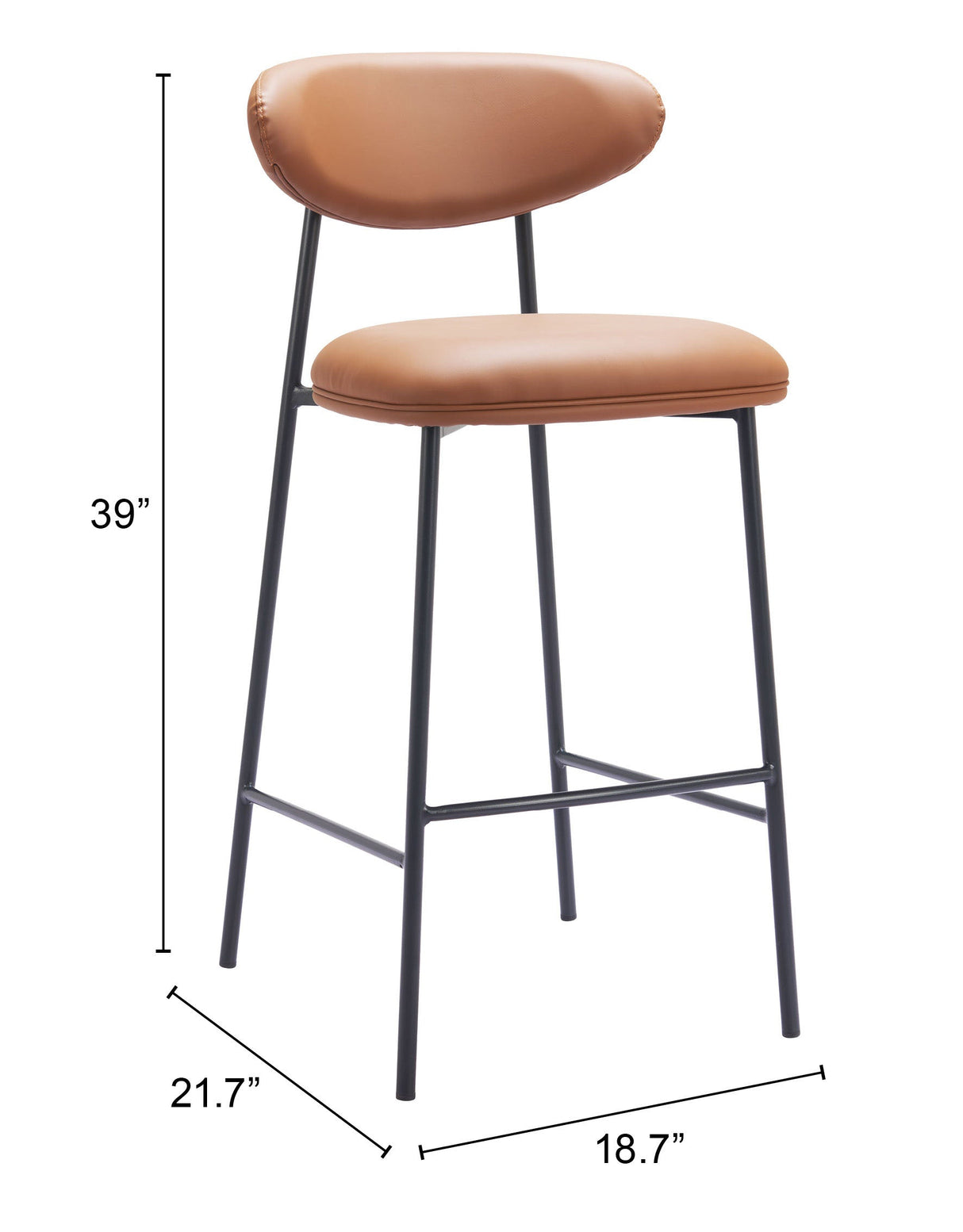 Rorun Brown Barstool (Set of 2) by Zuomod at Eve Furniture