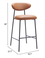Rorun Brown Barstool (Set of 2) by Zuomod at Eve Furniture