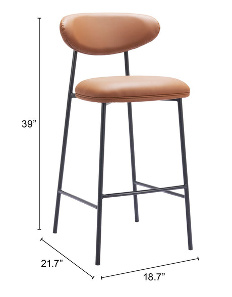 Rorun Brown Barstool (Set of 2) by Zuomod at Eve Furniture