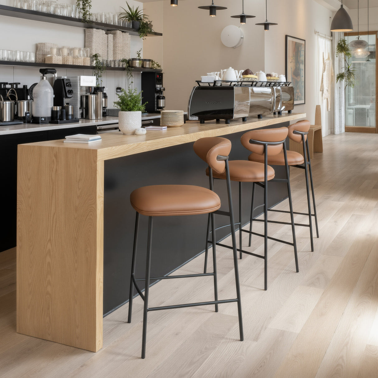 Rorun Brown Barstool (Set of 2) by Zuomod at Eve Furniture