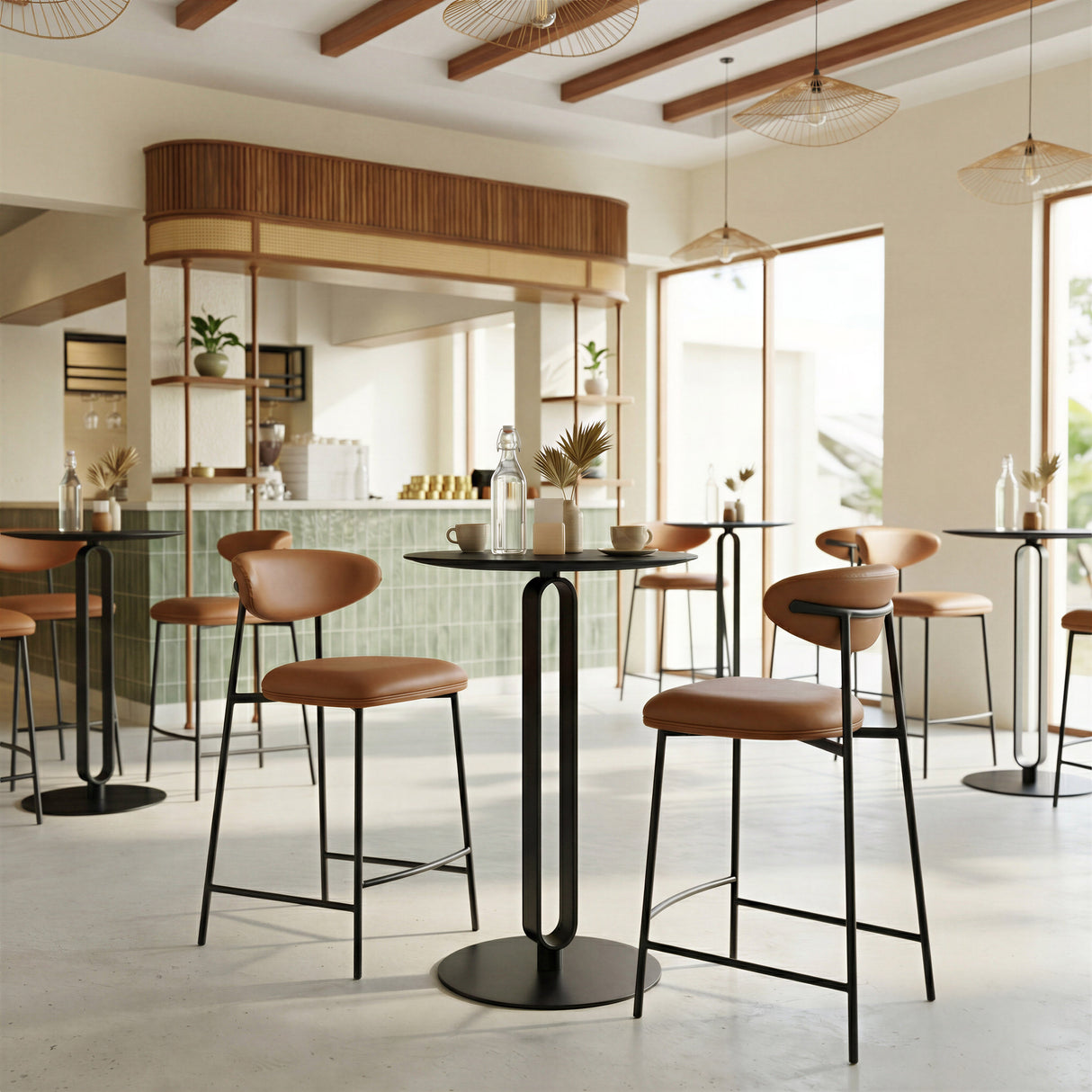 Rorun Brown Counter Stool (Set of 2) by Zuomod at Eve Furniture