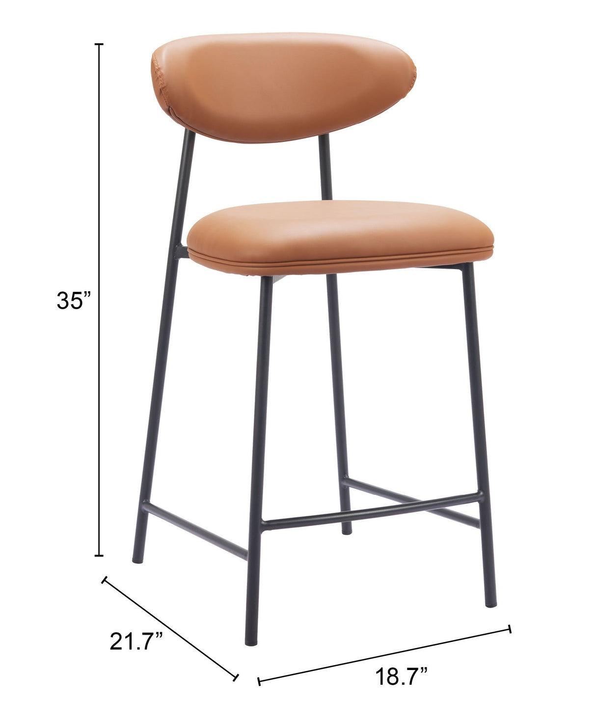 Rorun Brown Counter Stool (Set of 2) by Zuomod at Eve Furniture
