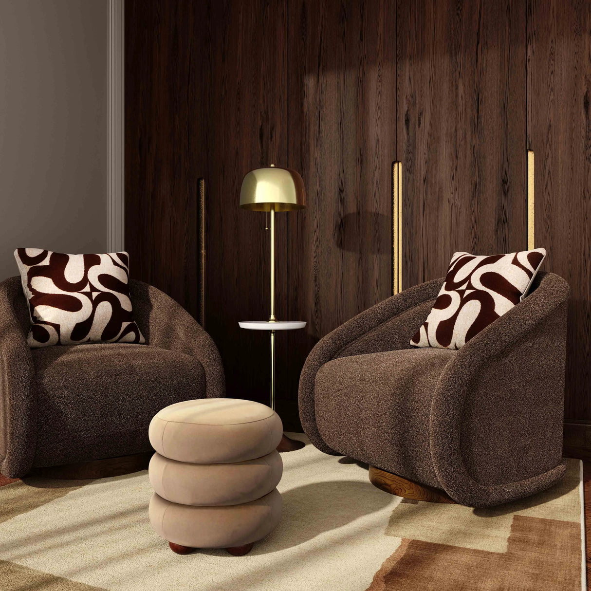 Rory Boucle Swivel Chair by TOV Furniture at Eve Furniture