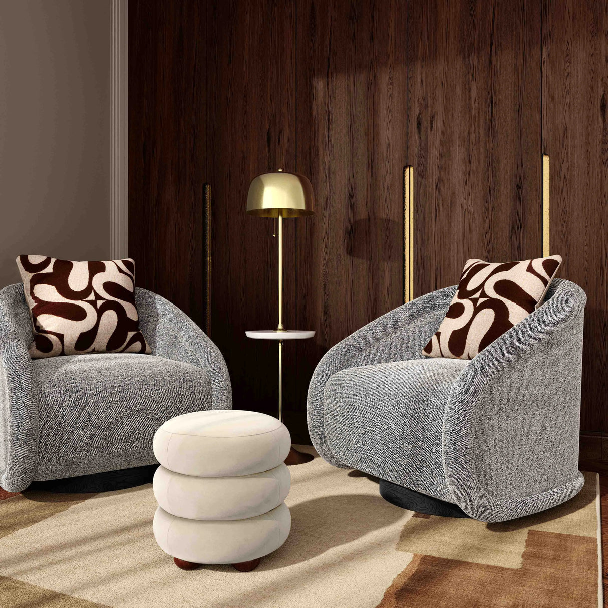 Rory Boucle Swivel Chair by TOV Furniture at Eve Furniture