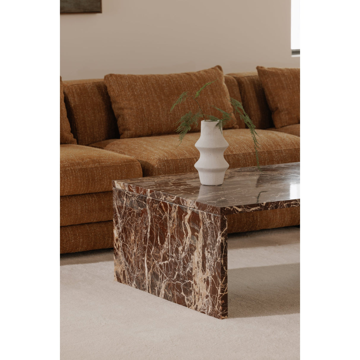 Rosa Rosso Levanto Marble Coffee Table by MOES at Eve Furniture