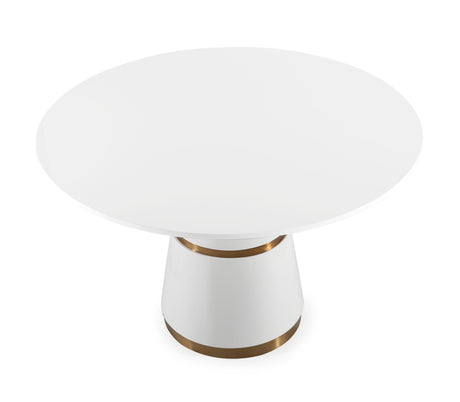 Rosa White Lacquer 47" Round Dining Table by TOV Furniture at Eve Furniture