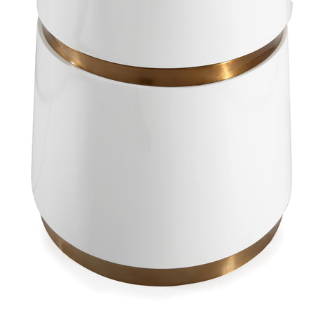 Rosa White Lacquer 47" Round Dining Table by TOV Furniture at Eve Furniture