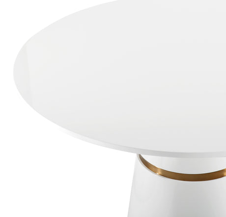 Rosa White Lacquer 47" Round Dining Table by TOV Furniture at Eve Furniture