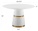 Rosa White Lacquer 47" Round Dining Table by TOV Furniture at Eve Furniture