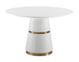 Rosa White Lacquer 47" Round Dining Table by TOV Furniture at Eve Furniture
