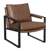 Rosalind Umber Brown/Gunmetal Upholstered Accent Chair with Removable Cushion