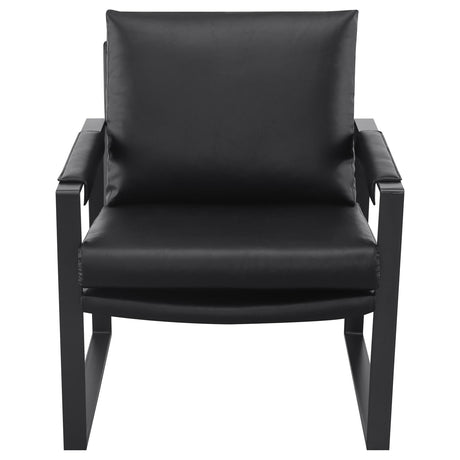 Rosalind Black/Gunmetal Upholstered Track Arms Accent Chair