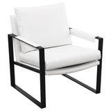 Rosalind White/Gunmetal Upholstered Track Arms Accent Chair