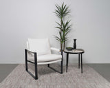 Rosalind White/Gunmetal Upholstered Track Arms Accent Chair