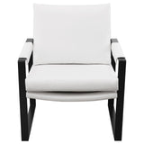 Rosalind White/Gunmetal Upholstered Track Arms Accent Chair